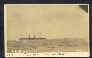 RPPC U.S. NAVY TROOP SHIP USS VON STEUBEN MILITARY SHIP REAL PHOTO POSTCARD