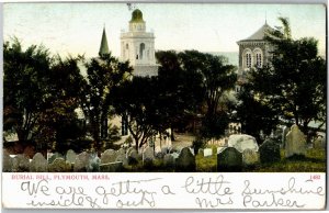 Burial Hill, Plymouth MA c1909 Undivided Back Vintage Postcard V30