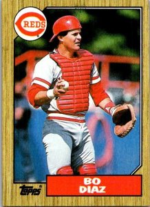 1987 Topps Baseball Card Bo Diaz Cincinnati Reds sk2366