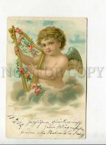 3169605 Cute Winged ANGEL w/ HARP vintage POST 1902 PC