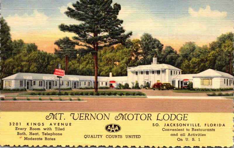 Florida Jacksonville The Mt Vernon Motor Lodge 1950 Curteich