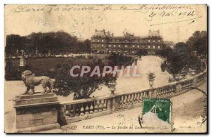 Old Postcard Paris Luxembourg Gardens Lion