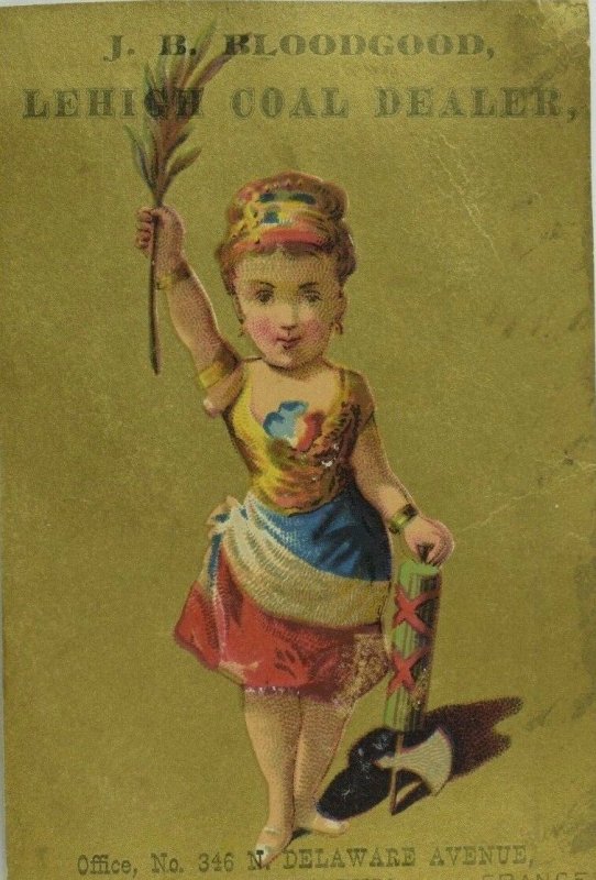 1880's J. B. Bloodgood, Lehigh Coal Dealer, Girl Trade Card P113 