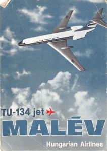 B0163 Aviation Malev TU 134 Hungary Jet Aircraft used 1985  front/back scan