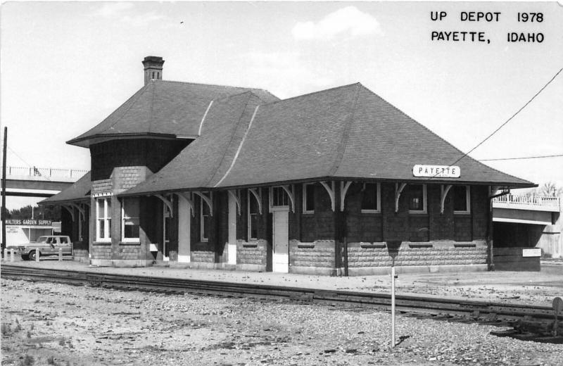 F26/ Payette Idaho RPPC Postcard c1978 UP Railroad Depot 