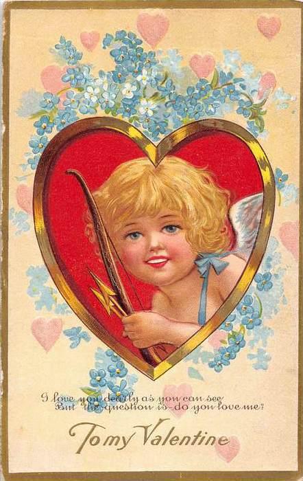 Valentine, Cupid in a Heart, Bow and Arrow,