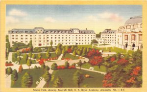 Annapolis Maryland 1940s Postcard Smoke Park Bancroft Hall US Naval Academy