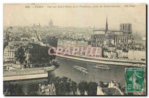 Old Postcard Paris View of Notre Dame and the Pantheon taken from Saint Gervais