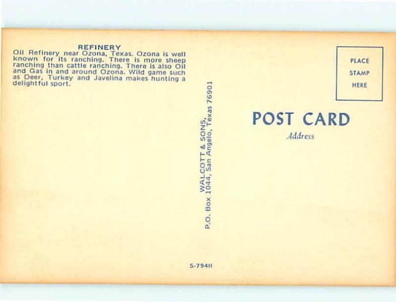 Vintage Post Card Oil Refinery Oil Wells Ozona  Texas  # 4528