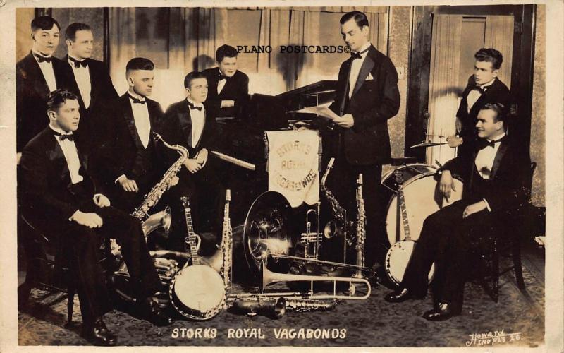 STORKS ROYAL VAGABONDS-1930'S ERA ORCHESTRA RPPC REAL PHOTO POSTCARD