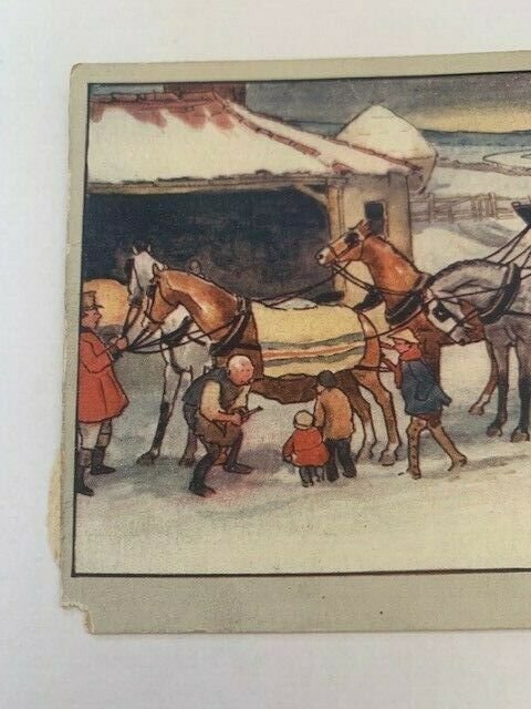 Alan Wright Vernon Stokes Cheval & Buggy Neige Scène Antique Carte Postale