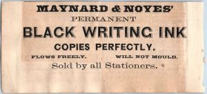 1873 Maynard & Noyes' Permanent Black Writing Ink Troy, NY Print Ad &D