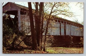 Ohio Covered Bridge Over Four Mile Creek Vintage Postcard A47
