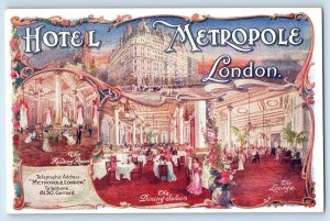 London England Postcard Interior of Hotel Metropole c1930's Oilette Tuck Art