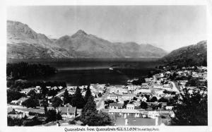 Queenstown New Zealand panoramic birds eye view of area real photo pc Y14801