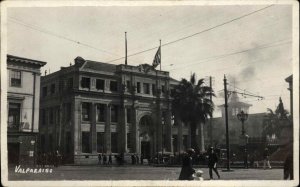 Valparaiso Chile Building & Street c1920 Real Photo Postcard