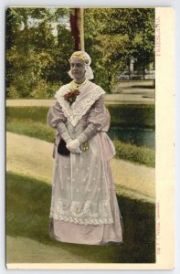 Netherlands Friesland Woman Beautiful Dress c1910 Postcard L22