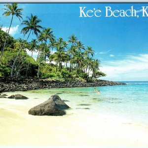 c1990s Kee Beach, Kauai, HI Tropical Paradise Palm Trees Sandy Beach 4x6 PC M16