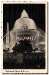 Paris - 8 - Paris by Night - Concorde Square Old Postcard