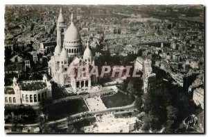 Postcard Modern Plane on Paris The Basilica of Sacre Coeur in Montmartre