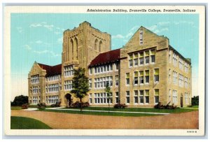 c1940 Administration Building Evansville College Evansville Indiana IN Postcard