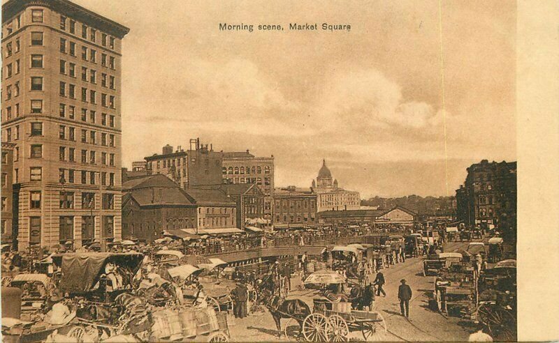 Providence Rhode Island Morning Scene Market Square #B-367 Postcard 21-7255