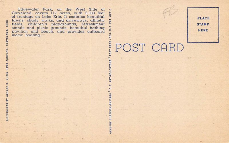 LPD53   Ohio Postcard: Cleveland, Scenes at Edgewater Park,