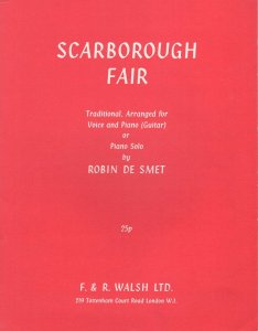 Scarborough Fair Robin De Smet Vintage EX 1970s Sheet Music