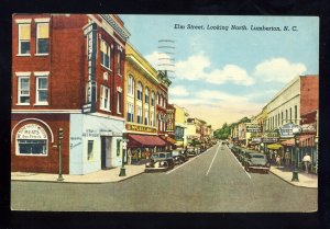 Lumber, North Carolina/NC Postcard, Elm Street Looking North, Old Cars, 1957!