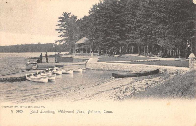 Putnam Connecticut Wildwood Park Boat Landing Antique Postcard K73316