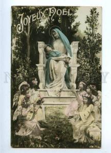 3161767 X-MAS Madonna JESUS Baby ANGEL Harp Vintage Noyer PHOTO