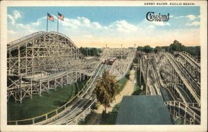 CLEVELAND OH Derby Racer Euclid Beach ROLLER COASTER c1920 Postcard