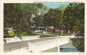 Coudersport Pennsylvania~Second Street Bridge Showing Consistory Grounds~1940s