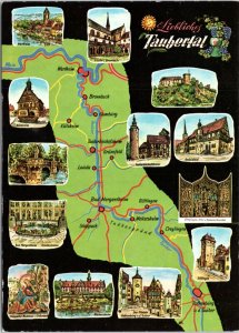 Postcard Germany Map - Lovely Taubertal