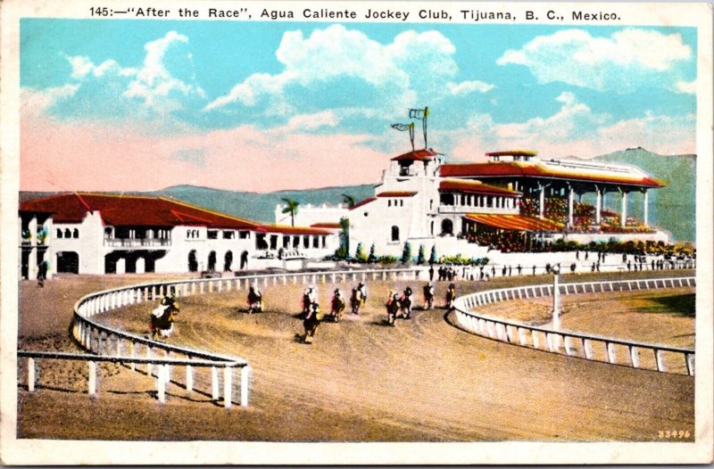 Postcard Horse Racing Agua Caliente Jockey Club Tijuana Baja California Mexico