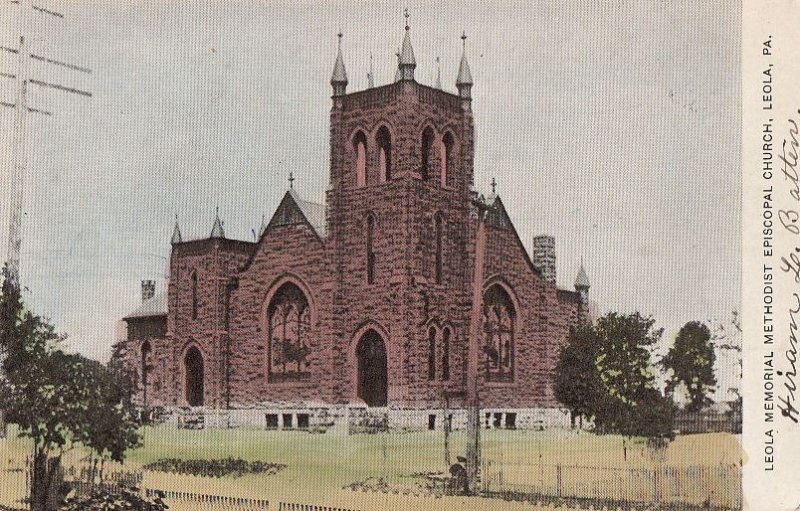 Postcard Leola Memorial Methodist Episcopal Church Leola PA