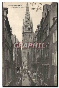 Old Postcard Saint Malo the high street