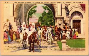 Fiesta Parade in Front of Court House Santa Barbara CA 1946 Vintage Postcard R18