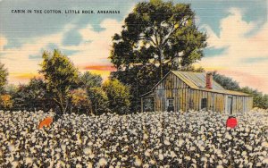 LITTLE ROCK Arkansas AR   CABIN IN THE COTTON FIELD  1943 Linen Postcard