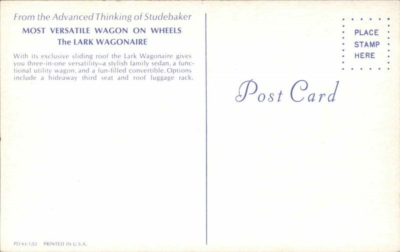 Studebaker Station Wagon Camping Ad Advertising Vintage Postcard