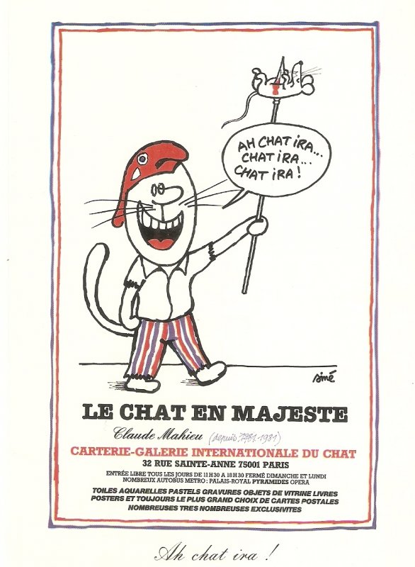 en Majeste. Ah chat ira! Humorous modern French postcard