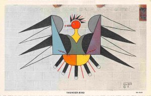 Thunder Bird Pueblo Native American Art YMCA Springfield MA linen postcard