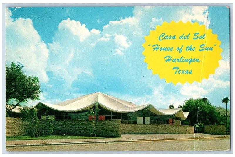 Harlingen Texas TX Postcard Tourist Center Casa Del Sol Exterior 1965 Vintage