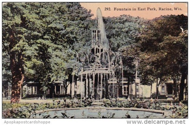 Wisconsin Racine Fountain In East Park 1913