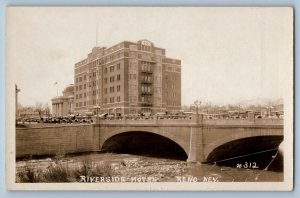 Reno Nevada Postcard Riverside Hotel Exterior Building c1940 RPPC Photo Vintage