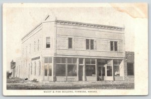Formosa Kansas~McCoy & Fink Building~Horse & Buggy on Side~c1910 Postcard
