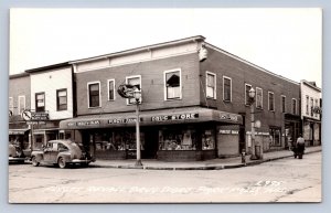 J90/ Park Falls Wisconsin RPPC Postcard c1940s Flygts Rexall Drug Store  302