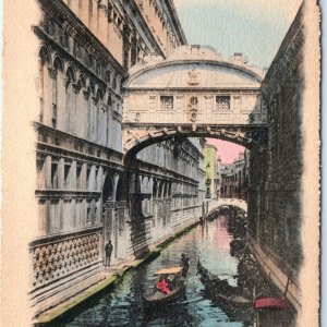 c1910s Venice Italy Ponte dei Sospiri Bridge of Sighs Canal Gondola Boat PC A366