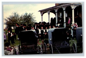 Vintage 1960's Postcard Amish Worship Gathering at Farmhouse Pennsylvania