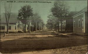 West Farmington ME Water St. Looking South c1910 Postcard